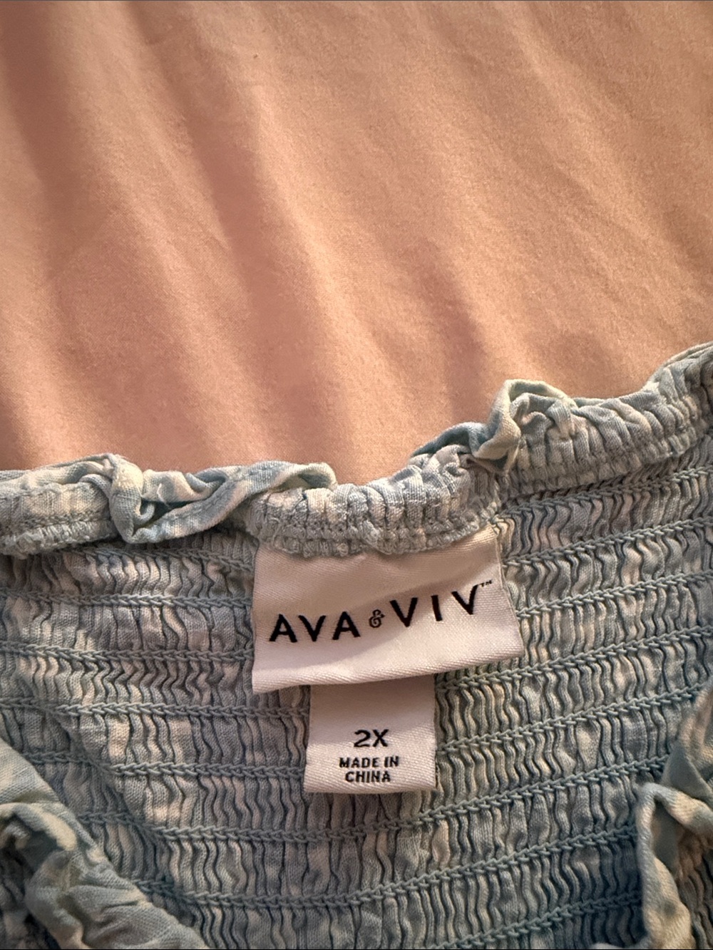 Ava & Viv Light Blue Patterned Smocked Tank - Picture 2 of 3